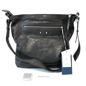 Balenciaga Large Dark Grey Metallic City Bag Crossbody Tote